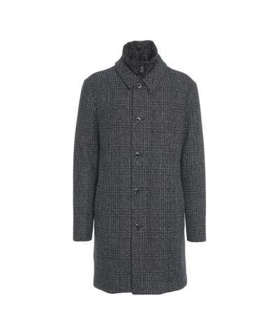 PEUTEREY GLENCHECK COAT WITH REMOVABLE INNER BIB
