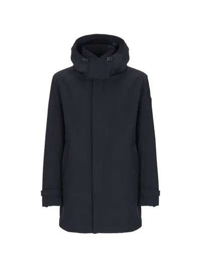 Peuterey Groff 01 Hooded Concealed-fastening Coat In Black