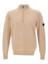 Peuterey Half-zip High-neck Sweater In Neutral