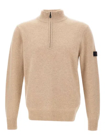 Peuterey Half-zip High-neck Sweater In Neutral