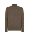 Peuterey Half-zip Knit Sweater In Premium Yak Wool Blend In Green