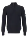 Peuterey Half-zip Ribbed Sweater In Blue