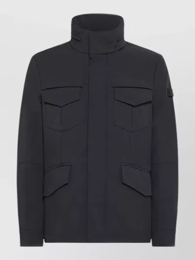 Peuterey High Collar Coat Arm Patch Detail In Black