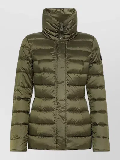Peuterey High Collar Jacket Long Sleeves Quilting In Green