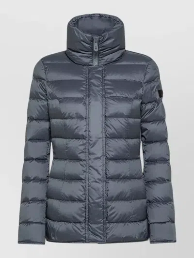 Peuterey High Collar Quilted Jacket Long Sleeves Pockets In Gray