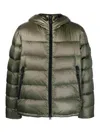 Peuterey Green Ripstop Nylon Down Jacket With Quilted Design In Green