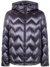 Peuterey Chevron Quilted Puffer Jacket With Hood In Blue