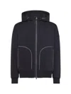 Peuterey Hooded Blue Jacket With Zip Fastening And Ribbed Details In Black