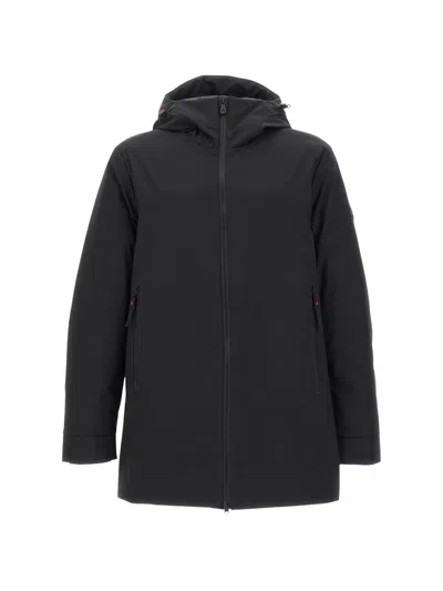 Peuterey Hooded Coat With Drawstring And Matte Finish In Animal Print