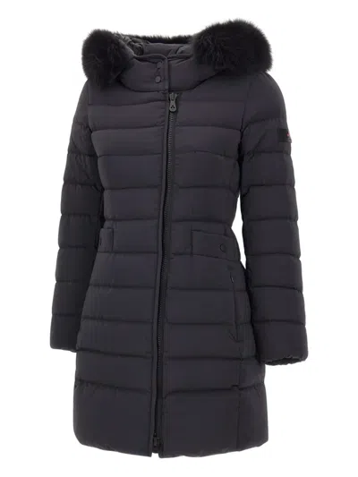 Peuterey Hooded Down Coat In Blue