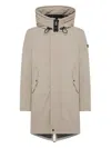 Peuterey Hooded Drawstring Parka Coat In Neutral