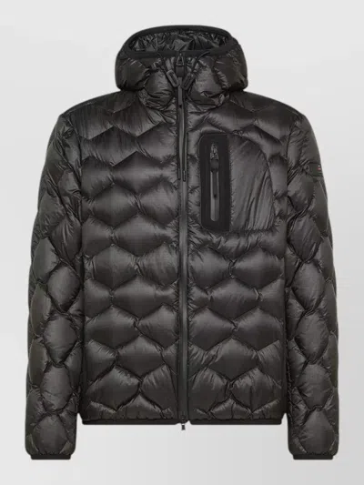 Peuterey Hooded Jacket Chest Pocket Elastic Cuffs In Gray