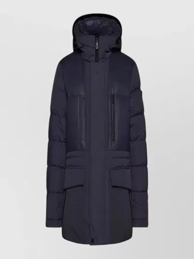 Peuterey Hooded Jacket Quilted Texture Side Pockets In Black
