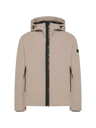 Peuterey Hooded Logo-patch Jacket In Neutral