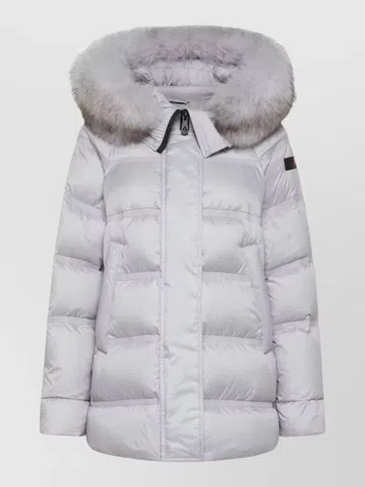 Peuterey Hooded Long Jacket Elastic Cuffs Quilting In Gray
