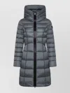Peuterey Hooded Long Jacket Quilted Pattern Pockets In Blue