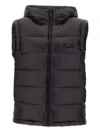 Peuterey Hooded Padded Vest With Horizontal Quilting In Blue