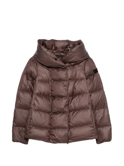 Peuterey Hooded Puffer Jacket In Brown