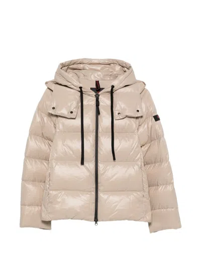 Peuterey Hooded Quilted Down Jacket In Neutral