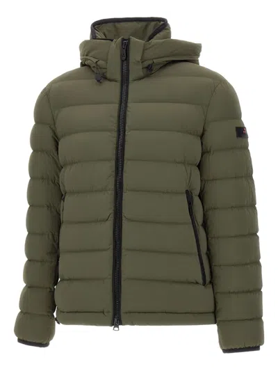 Peuterey Hooded Quilted Down Jacket In Green