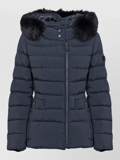 Peuterey Hooded Quilted Down Parka Coat In Blue