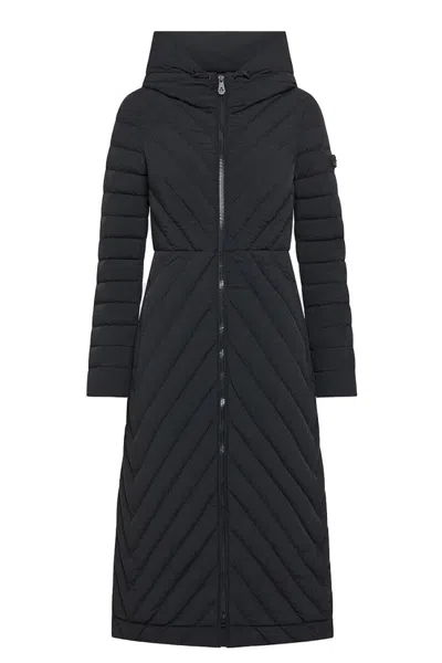 Peuterey Hooded Quilted Jacket With Diagonal Stitching In Black