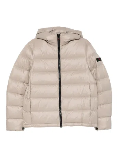 Peuterey Hooded Zip Coat In Neutral