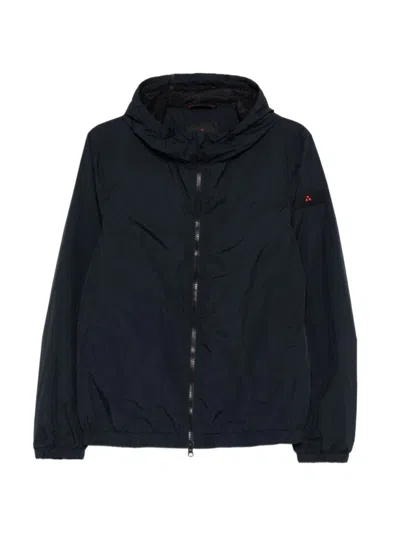 Peuterey Hooded Zip Fastening Logo Jacket For Men In Blue