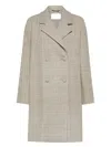 Peuterey Cappotto Checked Doppiopetto Sesamo In Neutral