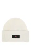 Peuterey Ribbed Logo-plaque Beanie Hat In White