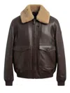 Peuterey Zip-fastening Leather Jacket In Brown