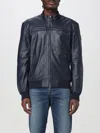 Peuterey Leather Jacket In Blau