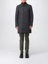 Peuterey Dark Grey Check Wool Blend Coat With Classic Collar In Gray