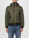 Peuterey Two-material Bomber Jacket With Geometric Quilting In Military