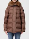 Peuterey Puffer Jacket With Fur Trim In Brown