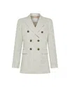 Peuterey Double-breasted Blazer With Ecru Jewel Buttons In Toni Neutri