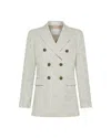 Peuterey Double-breasted Blazer With Ecru Jewel Buttons In Toni Neutri
