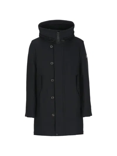 Peuterey Kasa Logo-patch Hooded Parka Coat In Black