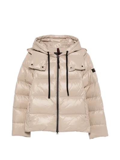 Peuterey Kenid Hooded Padded Coat In Brown