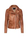Peuterey Short-cut Slim Silhouette Leather Jacket With Asymmetrical Zip In Brown