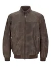 Peuterey Bomber In Pelle Effetto Vintage Marrone In Brown