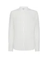 Peuterey Lightweight Linen Shirt With Mandarin Collar In White