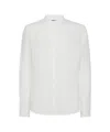 Peuterey Lightweight Linen Shirt With Mandarin Collar In White
