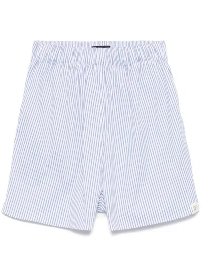 Peuterey Lightweight White Shorts With Vertical Stripes