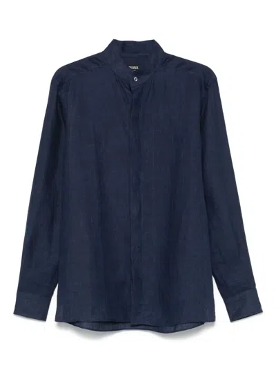 Peuterey Linen Shirt In Blue