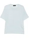 Peuterey Linen T-shirt With White And Light Blue Stripes