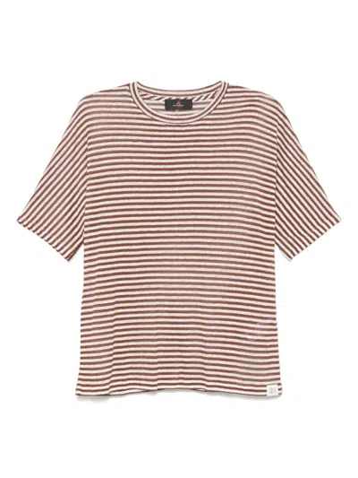 Peuterey Linen-viscose Blend T-shirt With Striped Pattern In Beige