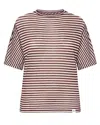 Peuterey Linen-viscose Blend Striped T-shirt In Multi