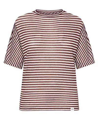 Peuterey Linen-viscose Blend Striped T-shirt In Multi
