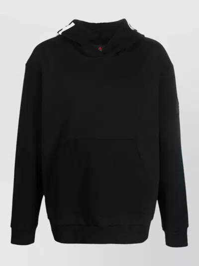 Peuterey Logo Cotton Hoodie Long Sleeve Silhouette In Black